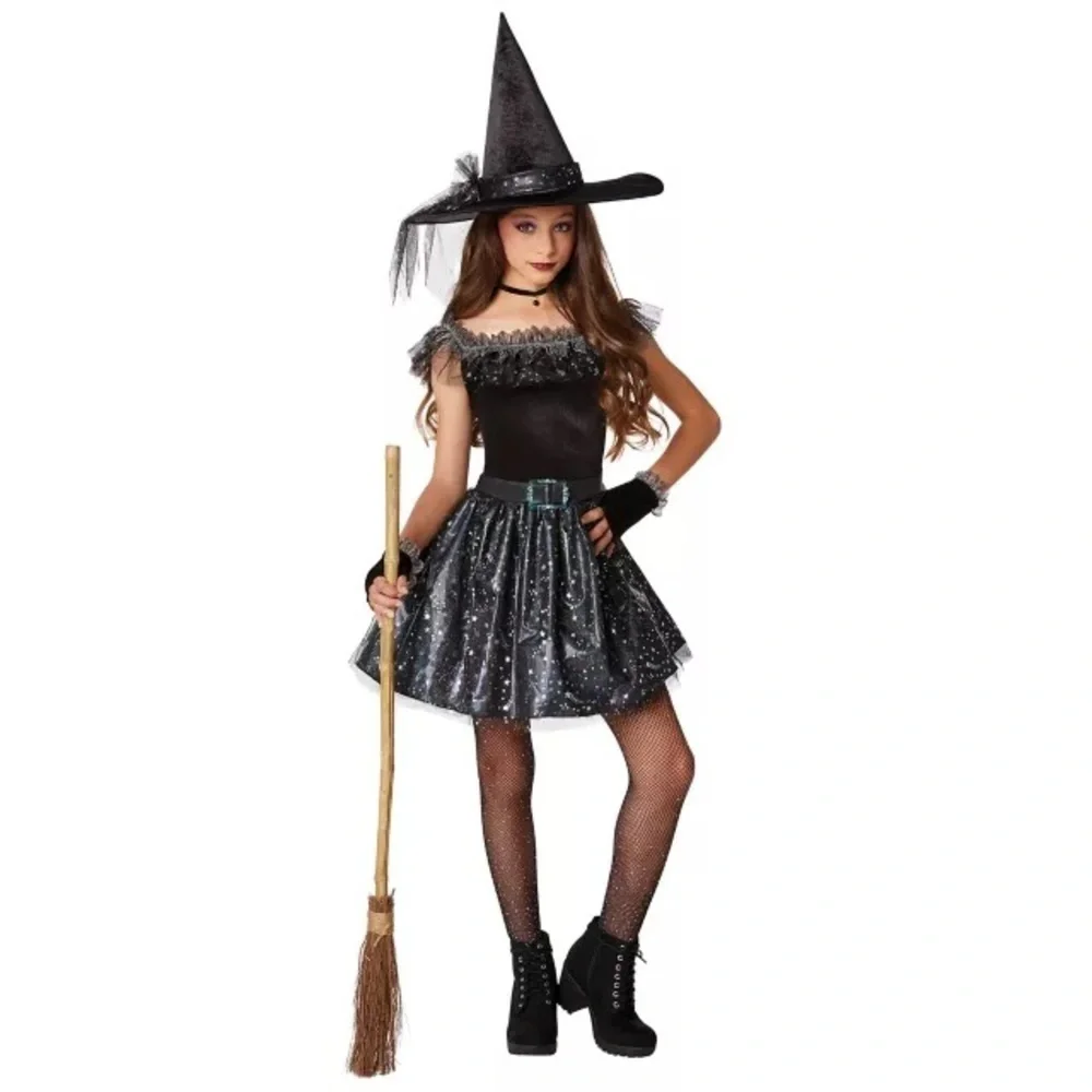 Spirit Halloween Girls Glitter Twilight Witch Costume Small 4-6 Black